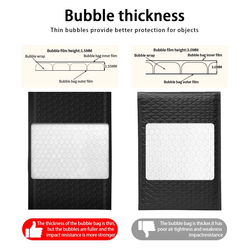 Dasen Bubble Mailers, 8.5x11 Inch Padded Bubble Mailers Pack of 50 Bubble Envelopes Opaque Self Seal Adhesive Waterproof Bags for Shipping and Packaging (Black, 8.5x11-50Pc) - Image 3